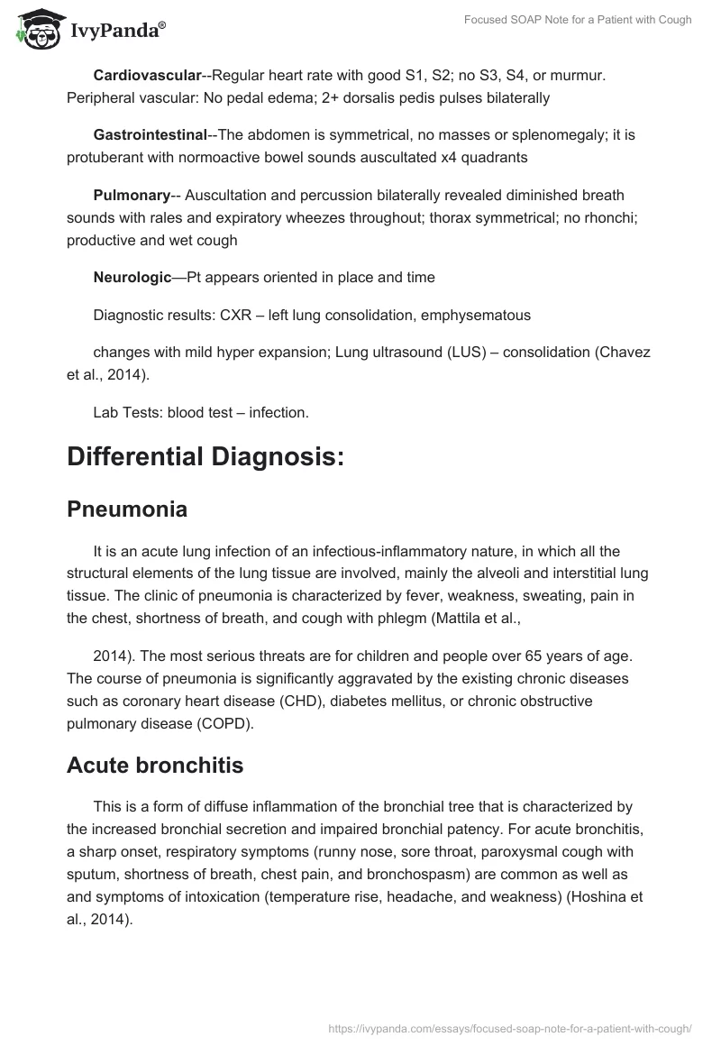 Focused SOAP Note for a Patient with Cough. Page 2