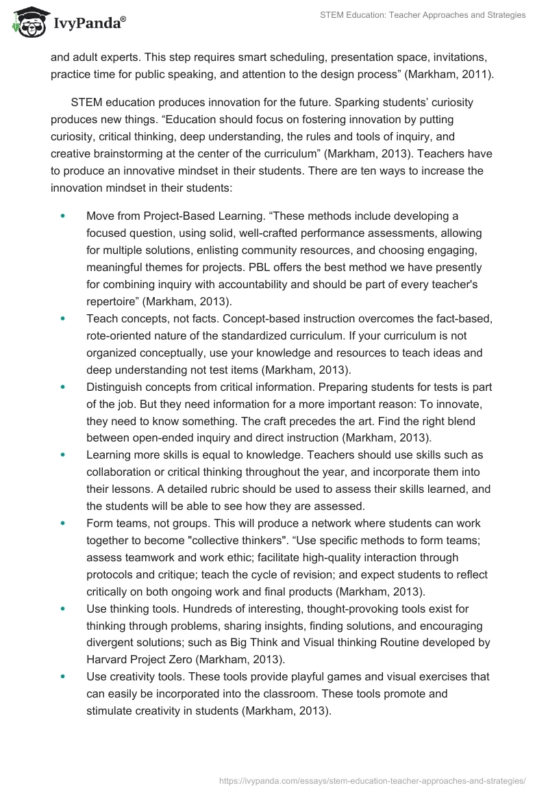 STEM Education: Teacher Approaches and Strategies. Page 2
