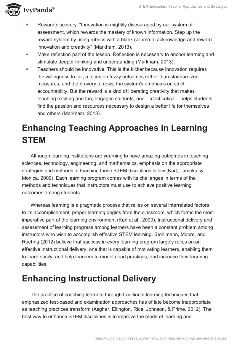 STEM Education: Teacher Approaches and Strategies. Page 3