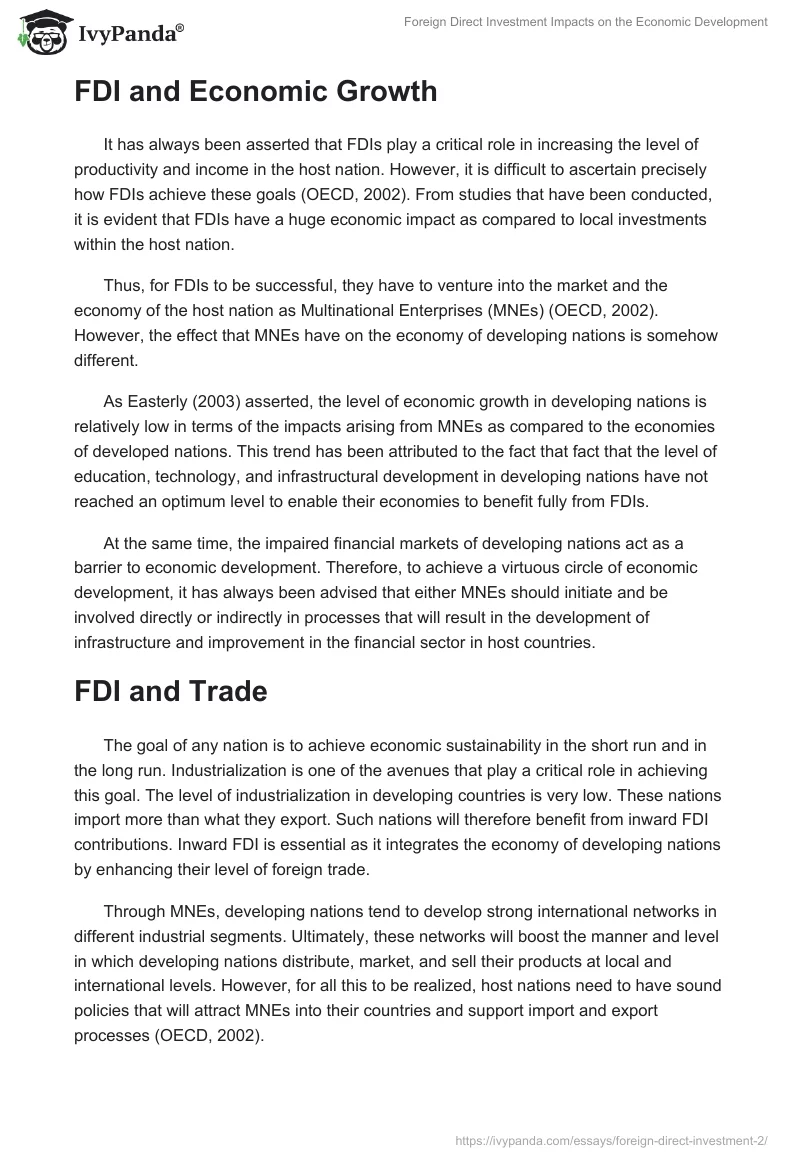 Foreign Direct Investment Impacts on the Economic Development. Page 3