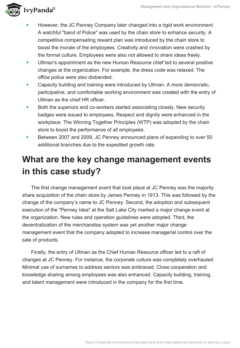 Management and Organisational Behavior: JCPenney. Page 2