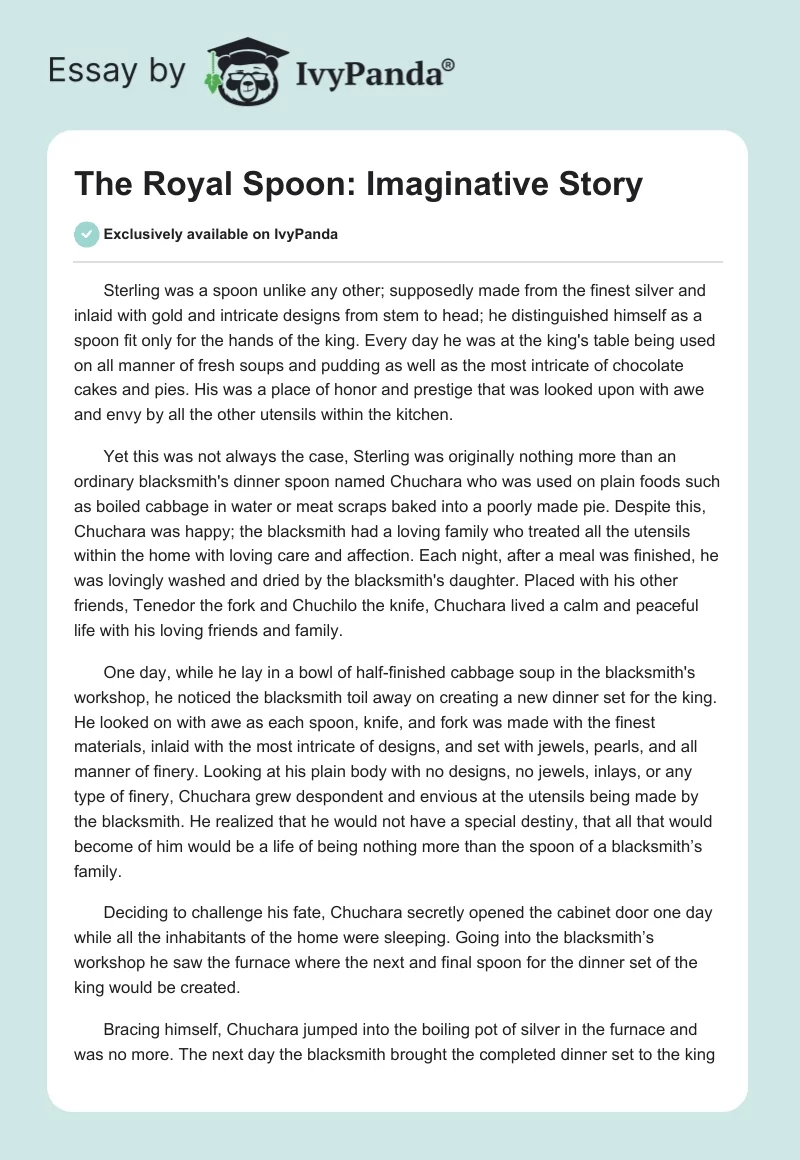 The Royal Spoon: Imaginative Story. Page 1