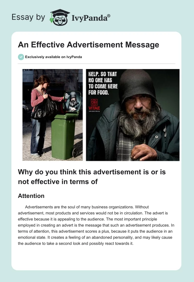 An Effective Advertisement Message. Page 1
