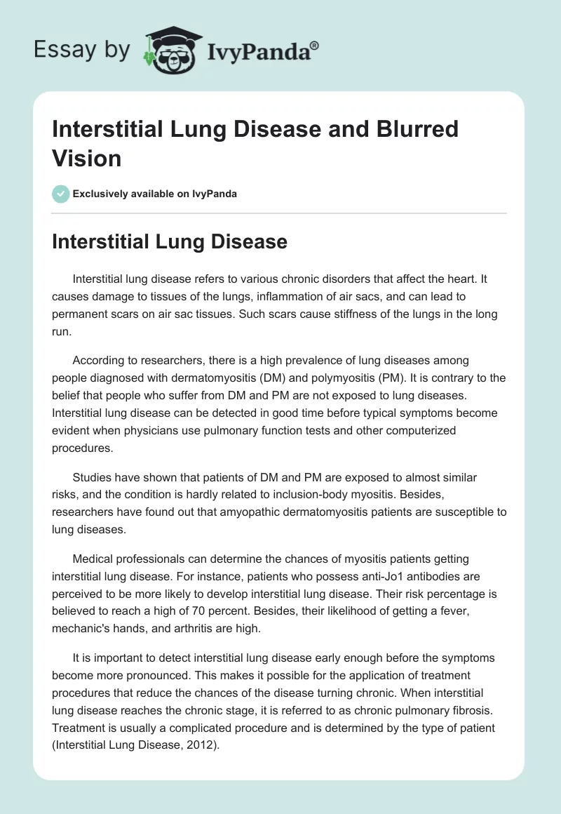 Interstitial Lung Disease and Blurred Vision. Page 1