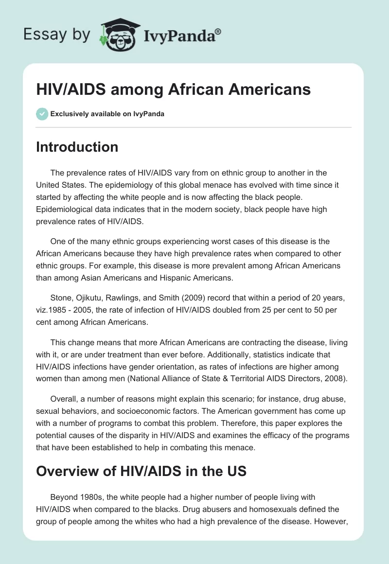 HIV/AIDS Among African Americans. Page 1
