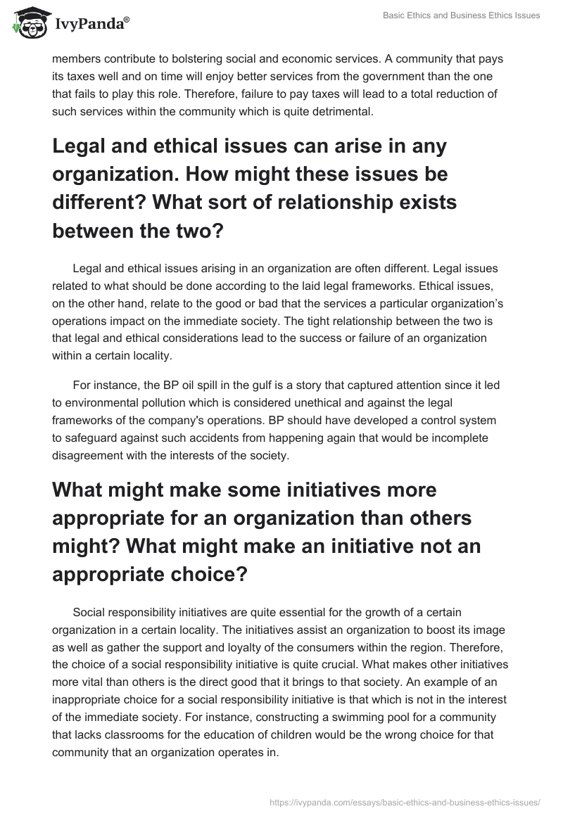 Basic Ethics and Business Ethics Issues. Page 2