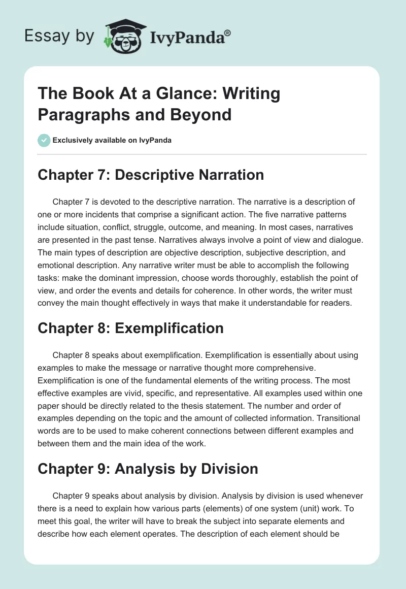 The Book "At a Glance: Writing Paragraphs and Beyond". Page 1