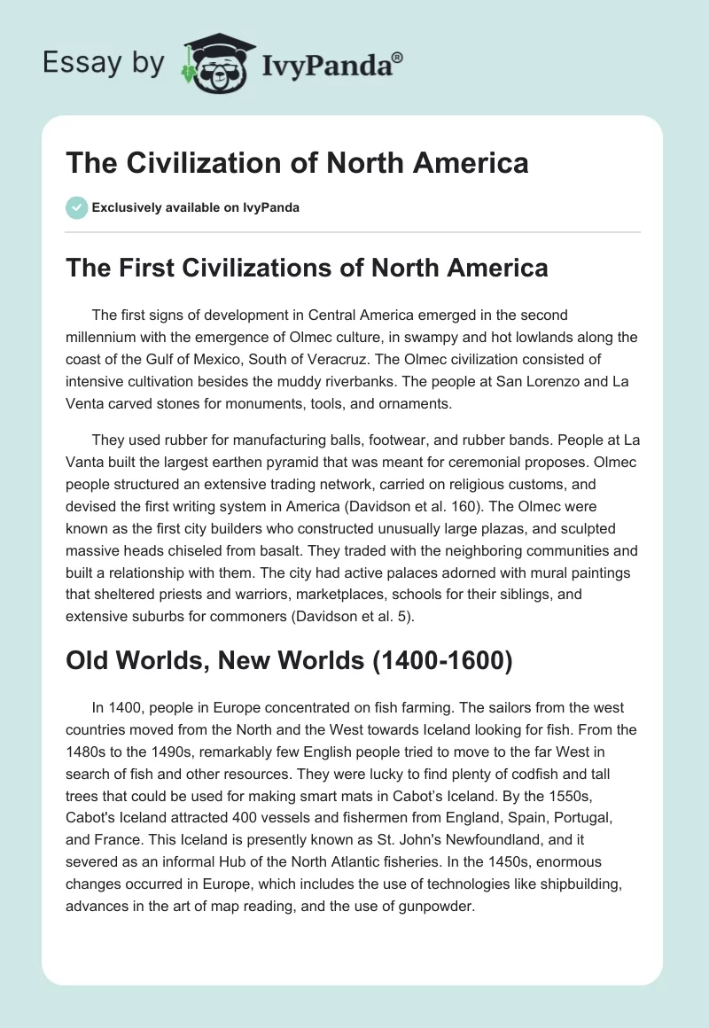 The Civilization of North America. Page 1