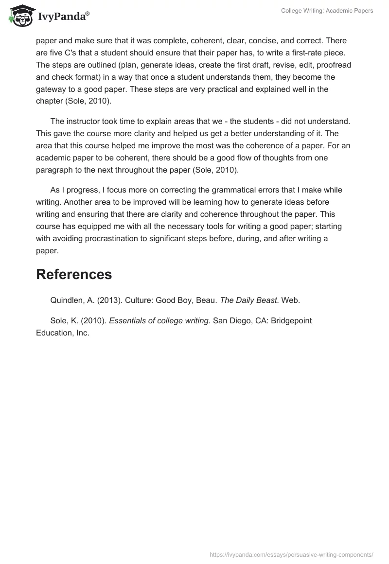 College Writing: Academic Papers. Page 3