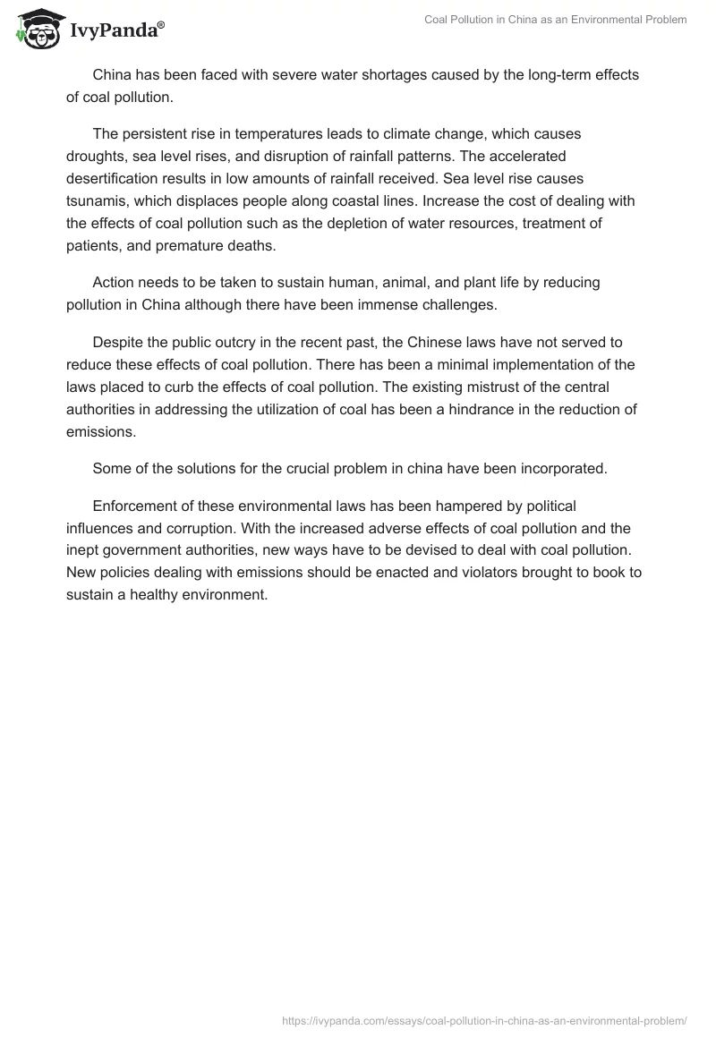 Coal Pollution in China as an Environmental Problem. Page 2
