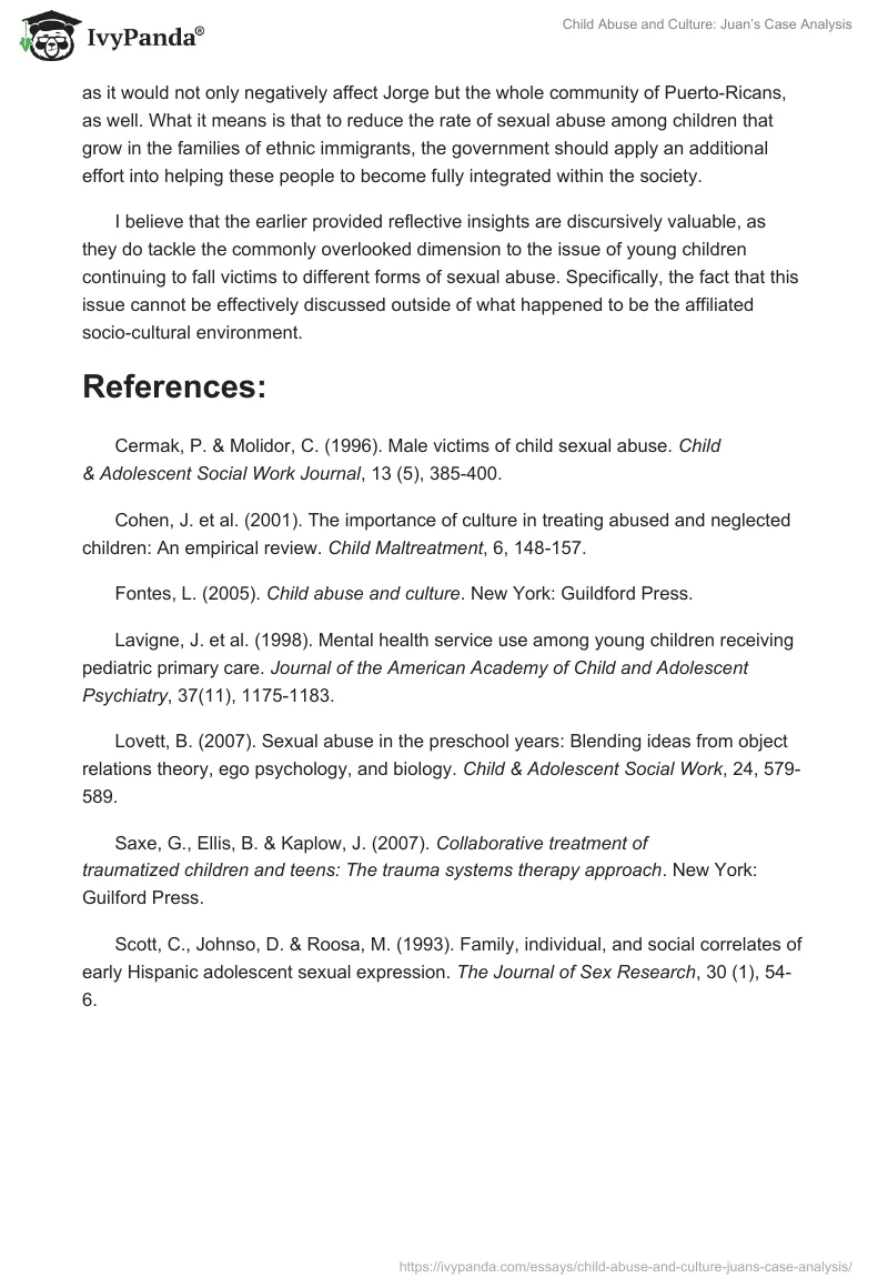 Child Abuse and Culture: Juan’s Case Analysis. Page 4