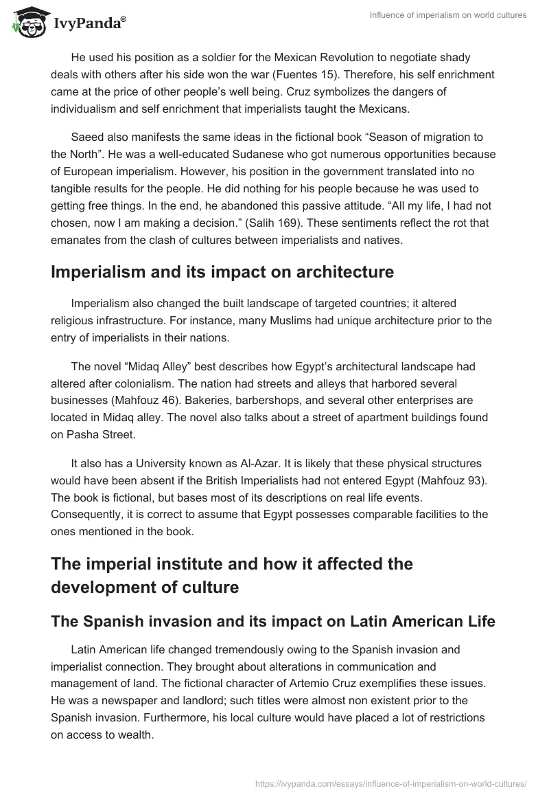 Influence of Imperialism on World Cultures. Page 3