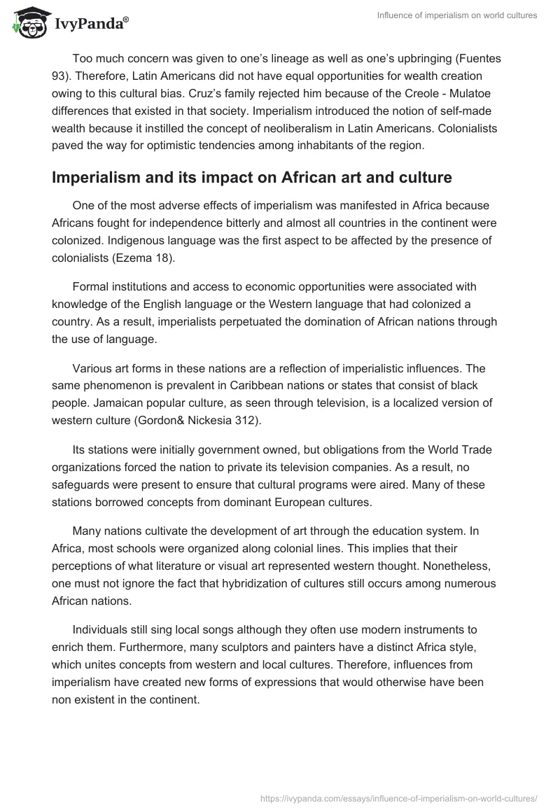 Influence of Imperialism on World Cultures. Page 4