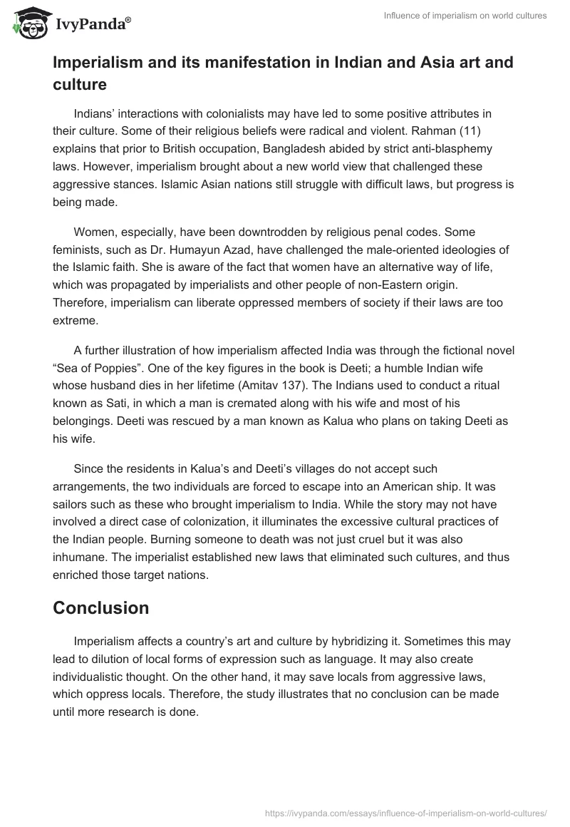 Influence of Imperialism on World Cultures. Page 5