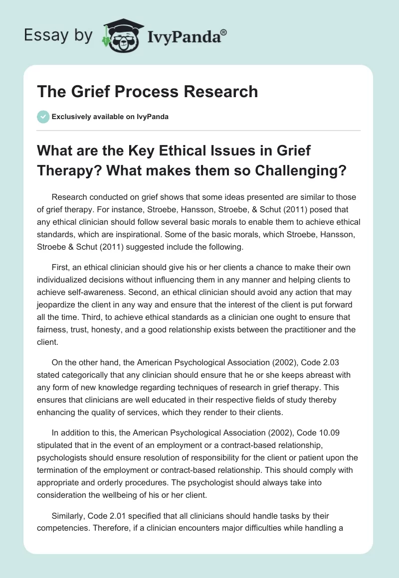 The Grief Process Research. Page 1