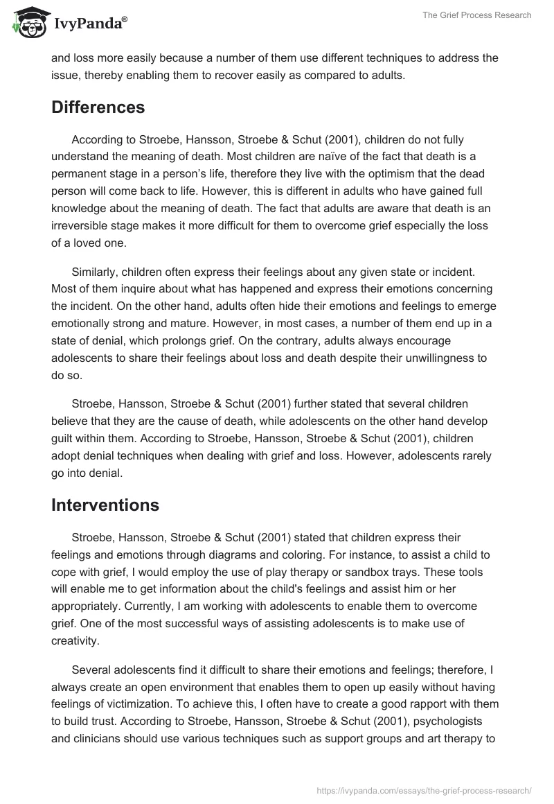 The Grief Process Research. Page 3