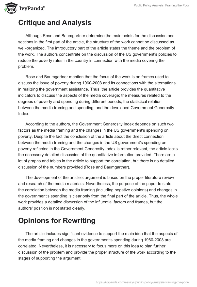 Public Policy Analysis: Framing the Poor. Page 2
