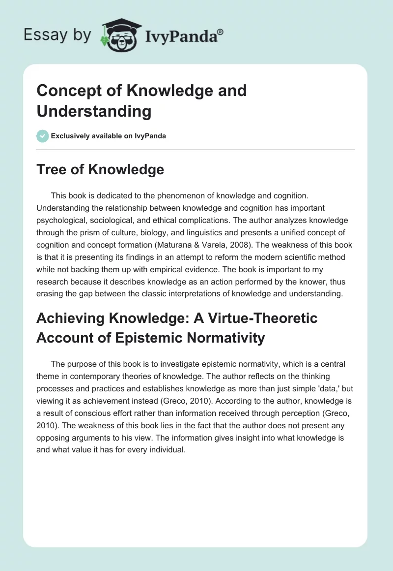 Concept of Knowledge and Understanding. Page 1