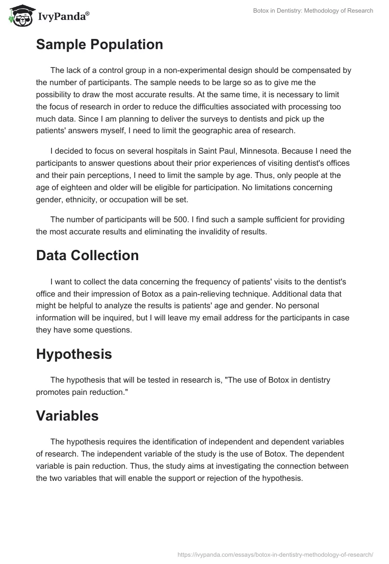 Botox in Dentistry: Methodology of Research. Page 2