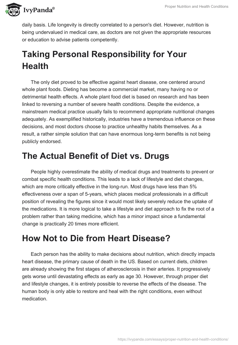 Proper Nutrition and Health Conditions. Page 2