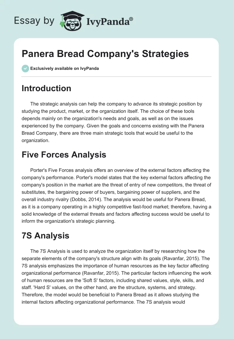 Panera Bread Company's Strategies. Page 1