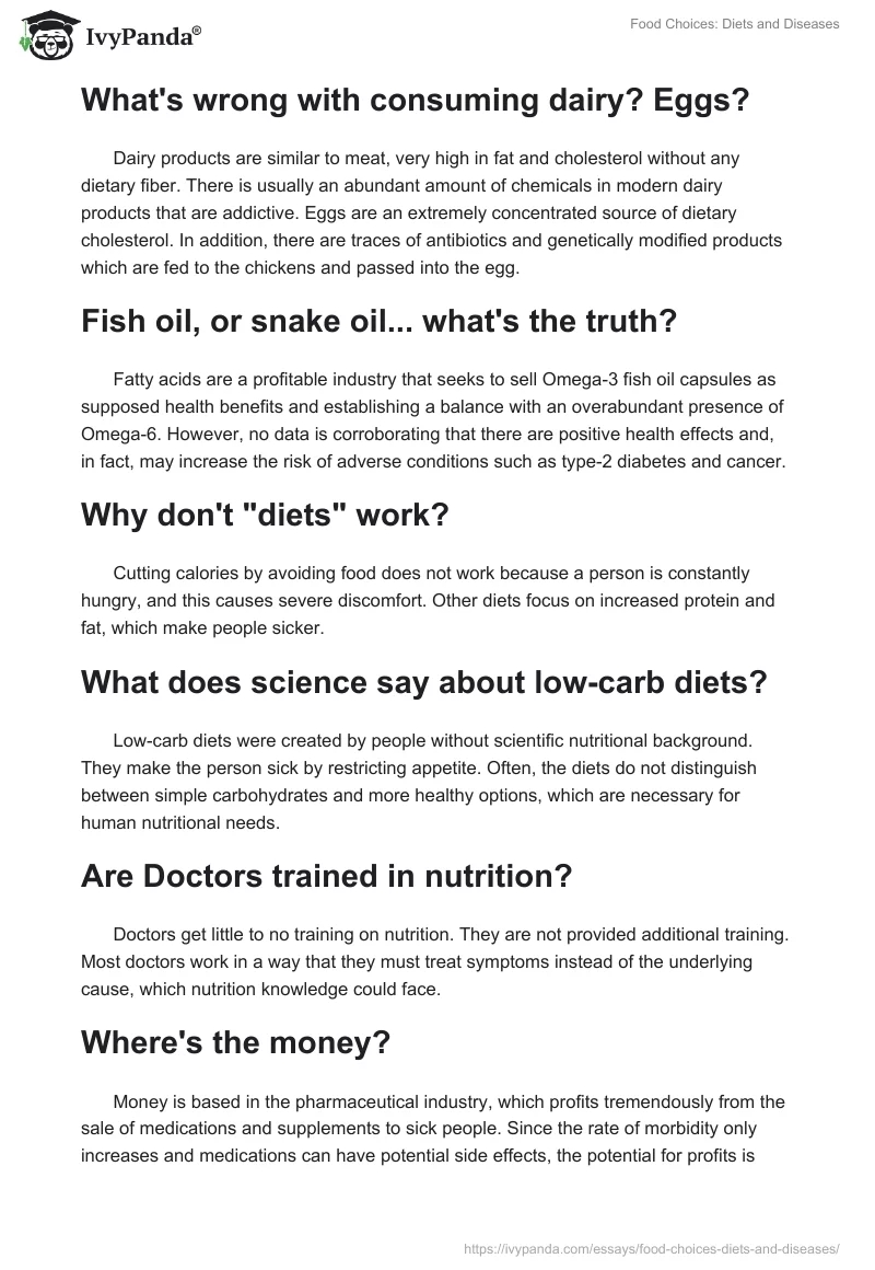 Food Choices: Diets and Diseases. Page 3