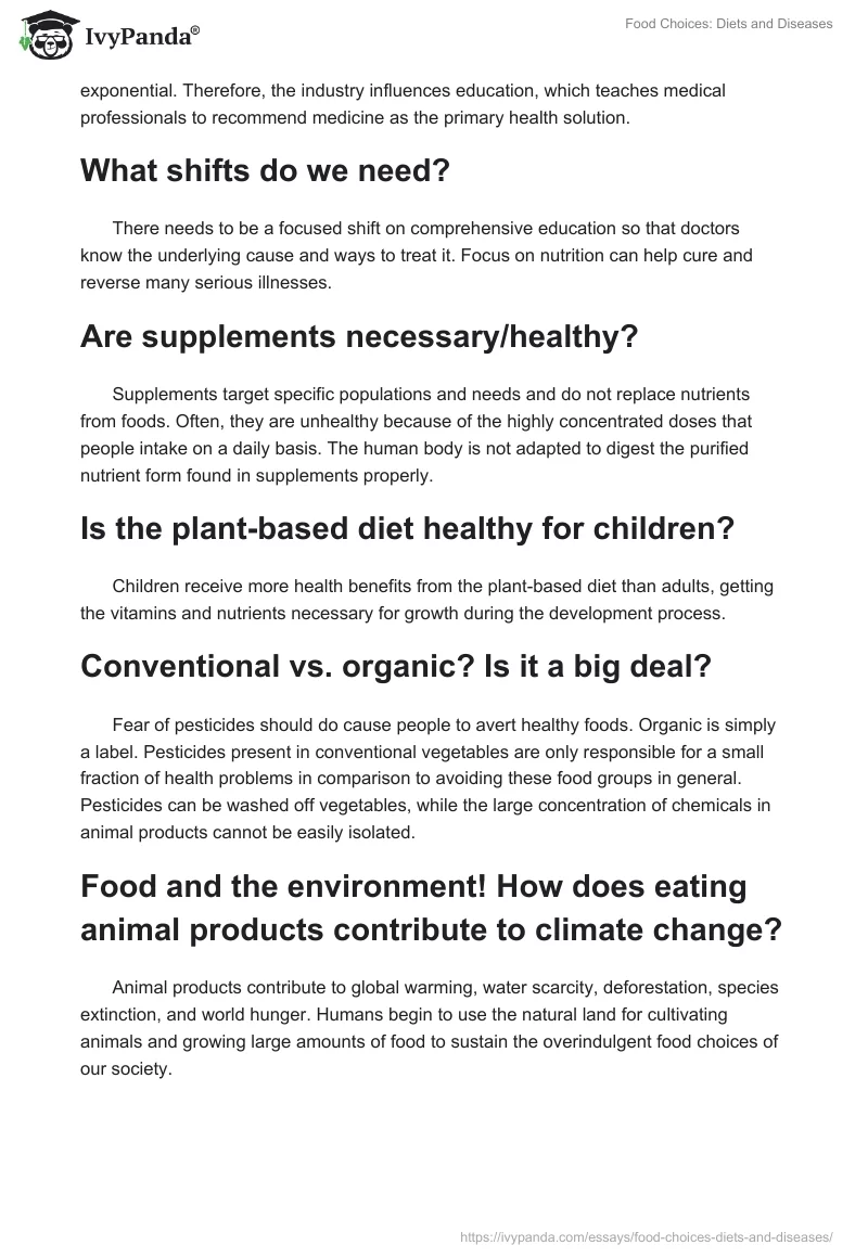 Food Choices: Diets and Diseases. Page 4