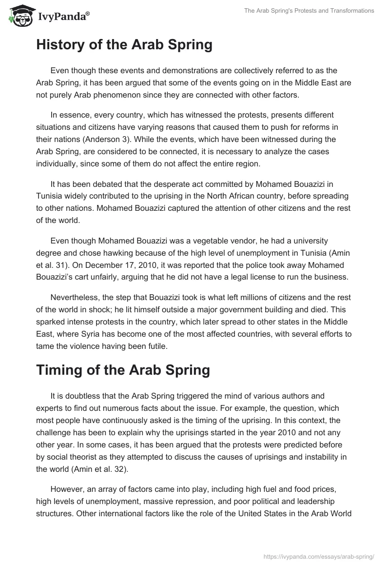 The Arab Spring's Protests and Transformations. Page 2