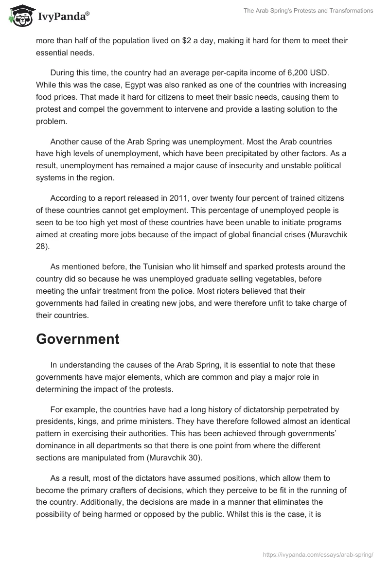 The Arab Spring's Protests and Transformations. Page 4