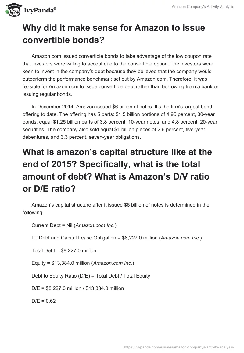 Amazon Company's Activity Analysis. Page 2