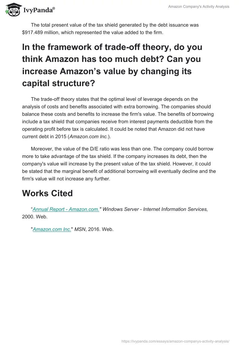 Amazon Company's Activity Analysis. Page 4