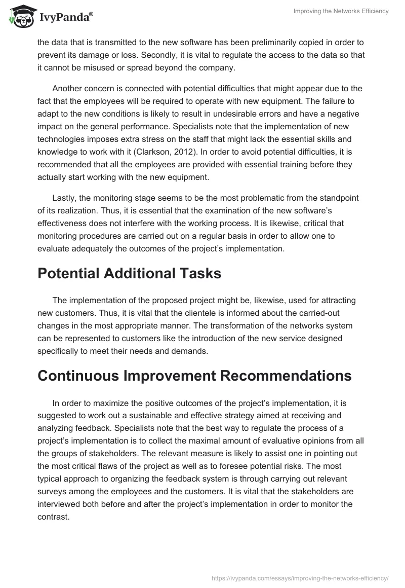 Improving the Networks Efficiency. Page 2