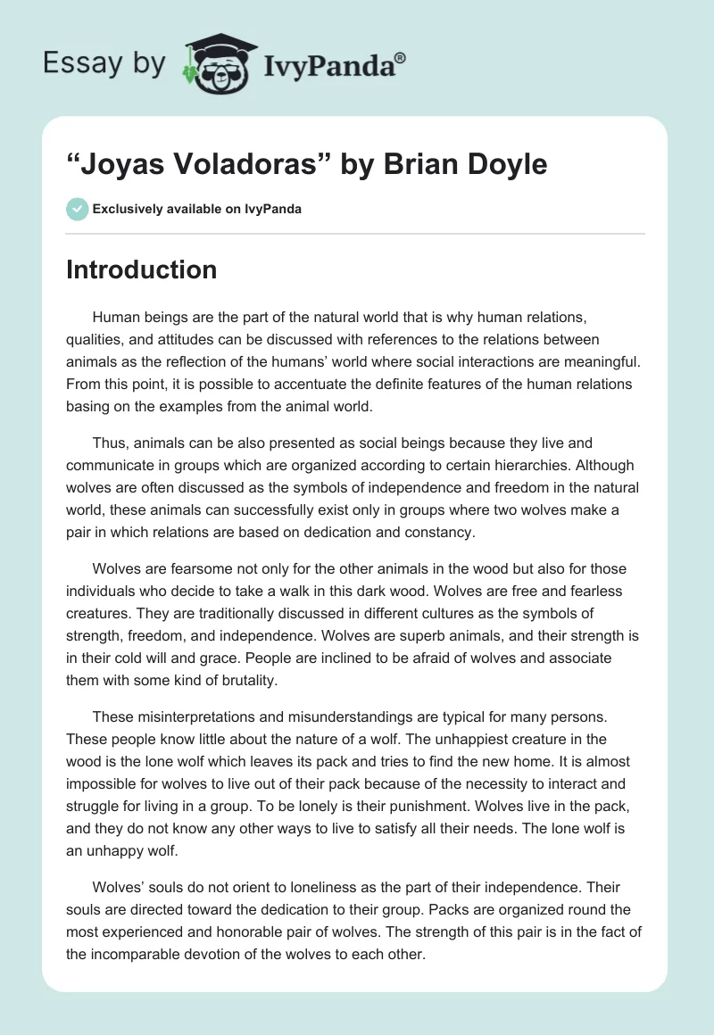 “Joyas Voladoras” by Brian Doyle. Page 1