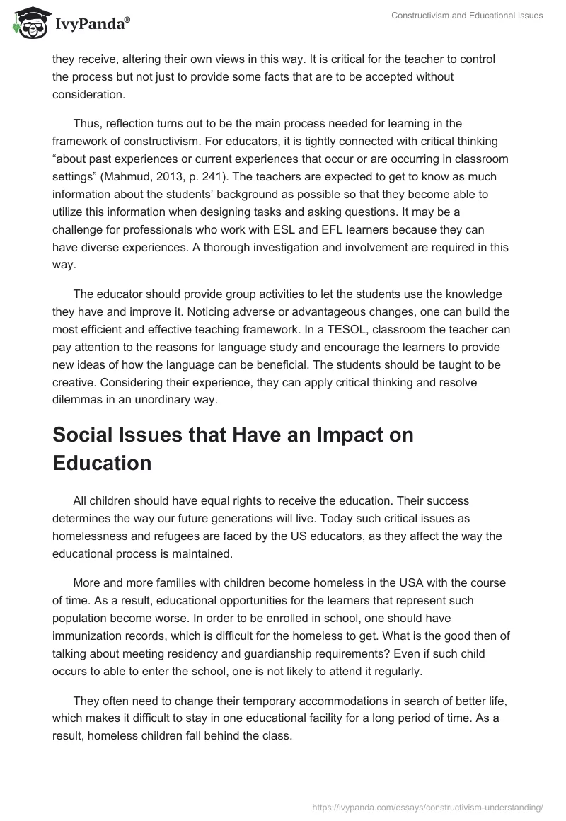 Constructivism and Educational Issues. Page 2