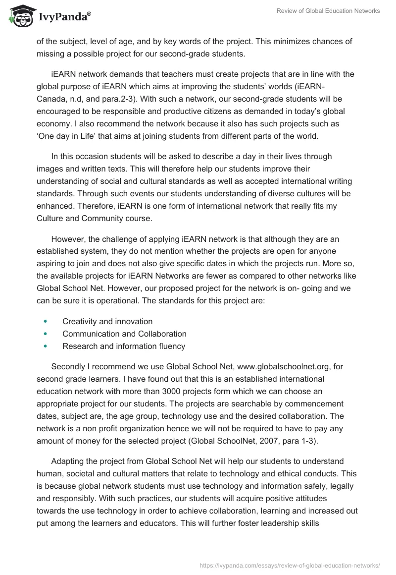 Review of Global Education Networks. Page 2