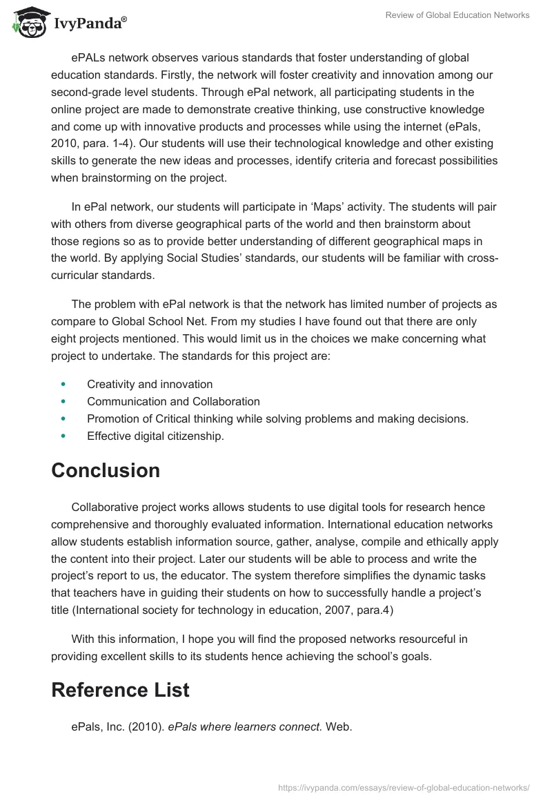 Review of Global Education Networks. Page 4