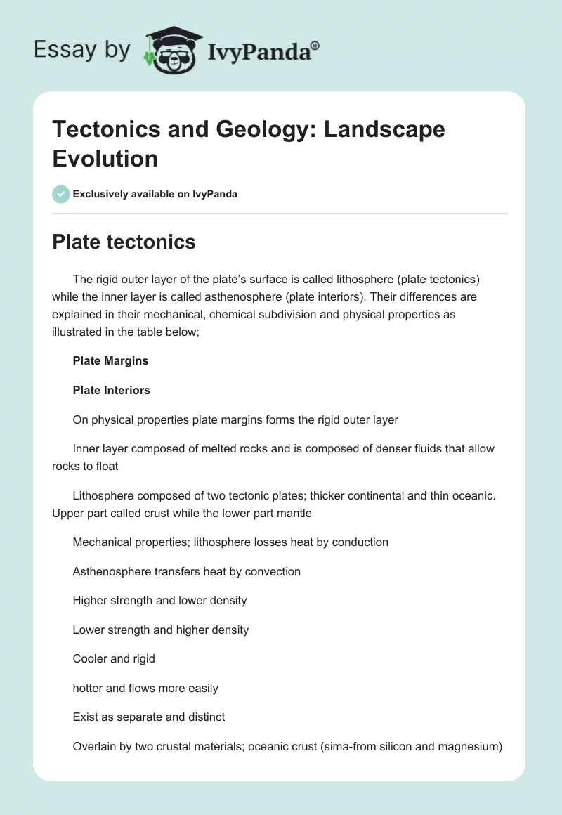 Tectonics and Geology: Landscape Evolution. Page 1