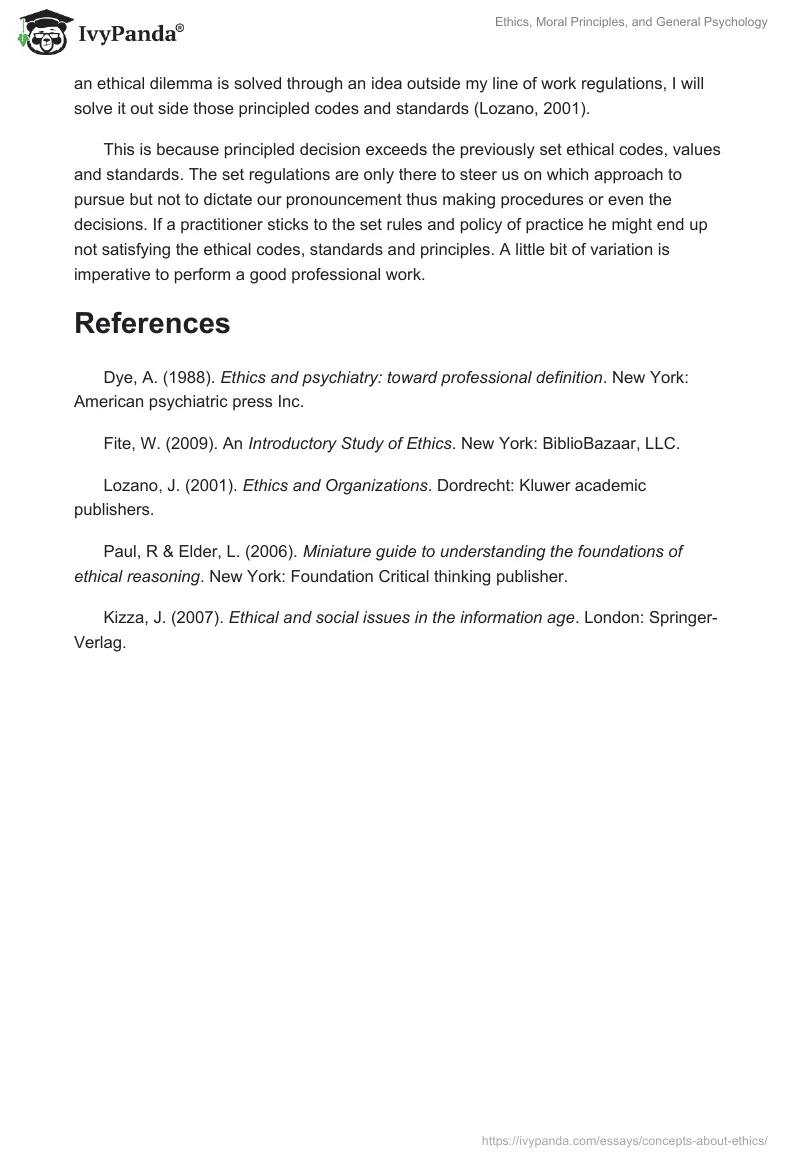 Ethics, Moral Principles, and General Psychology. Page 4