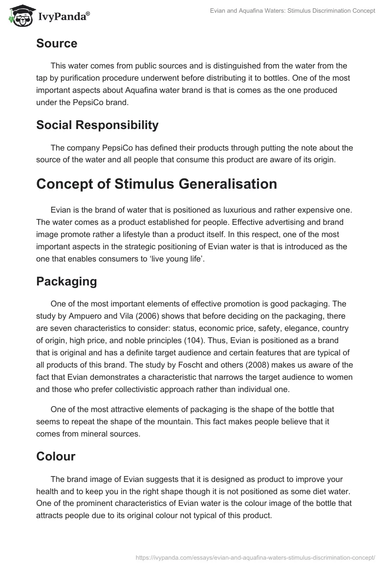 Evian and Aquafina Waters: Stimulus Discrimination Concept. Page 2