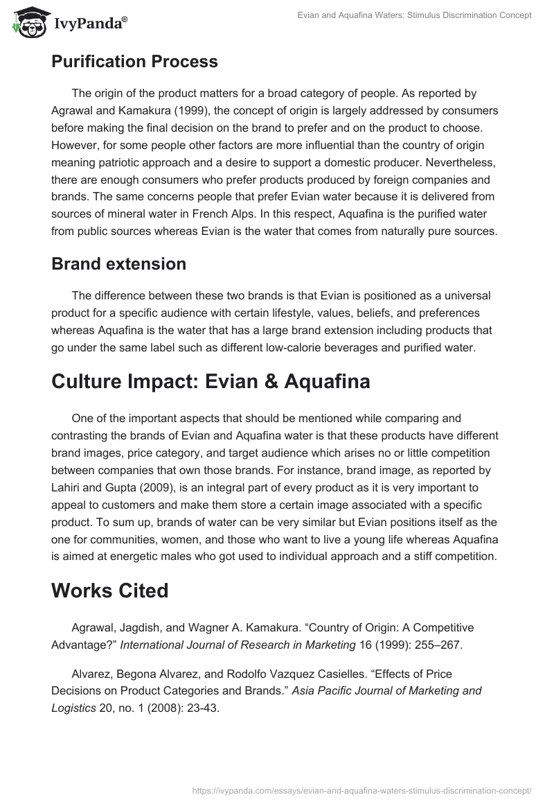 Evian and Aquafina Waters: Stimulus Discrimination Concept. Page 3