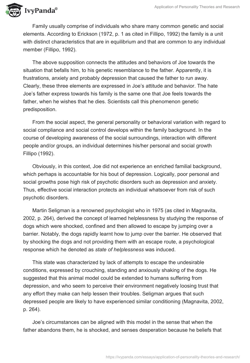 Application of Personality Theories and Research. Page 3