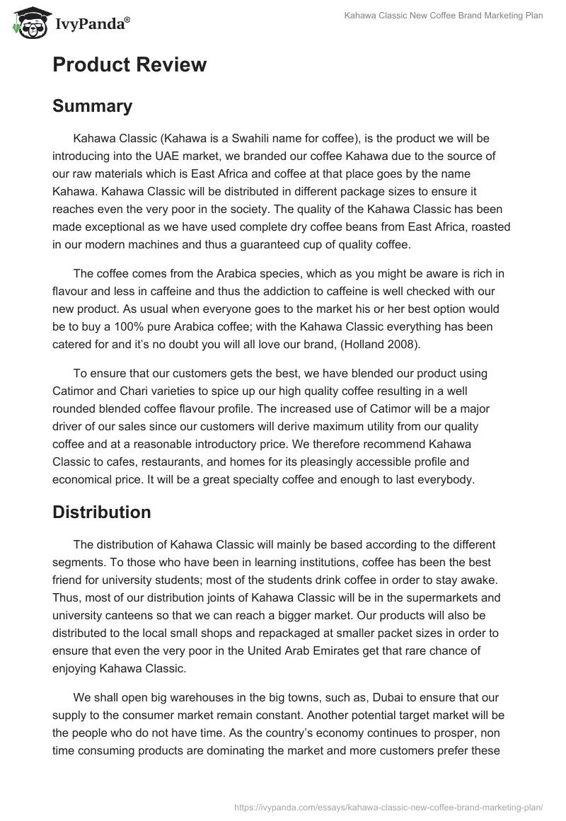 Kahawa Classic New Coffee Brand Marketing Plan. Page 4