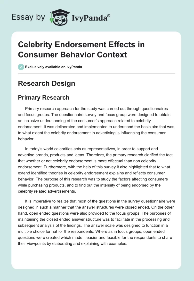 Celebrity Endorsement Effects in Consumer Behavior Context. Page 1
