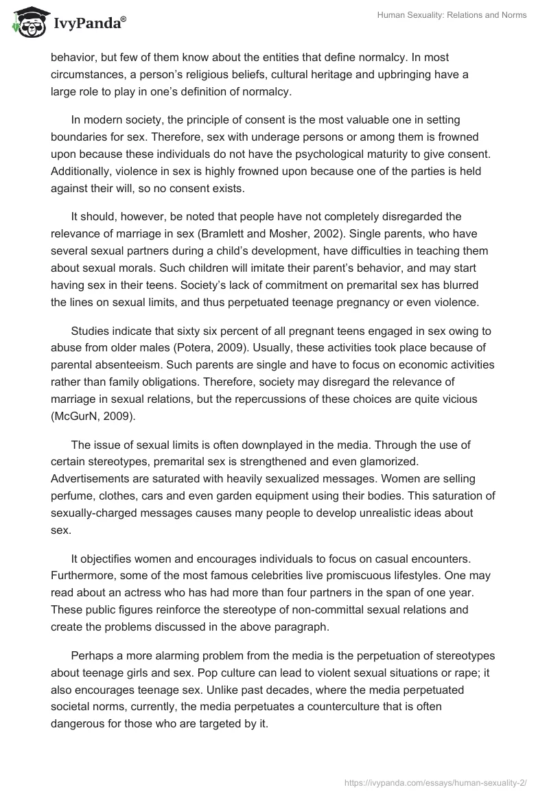 Human Sexuality: Relations and Norms. Page 2