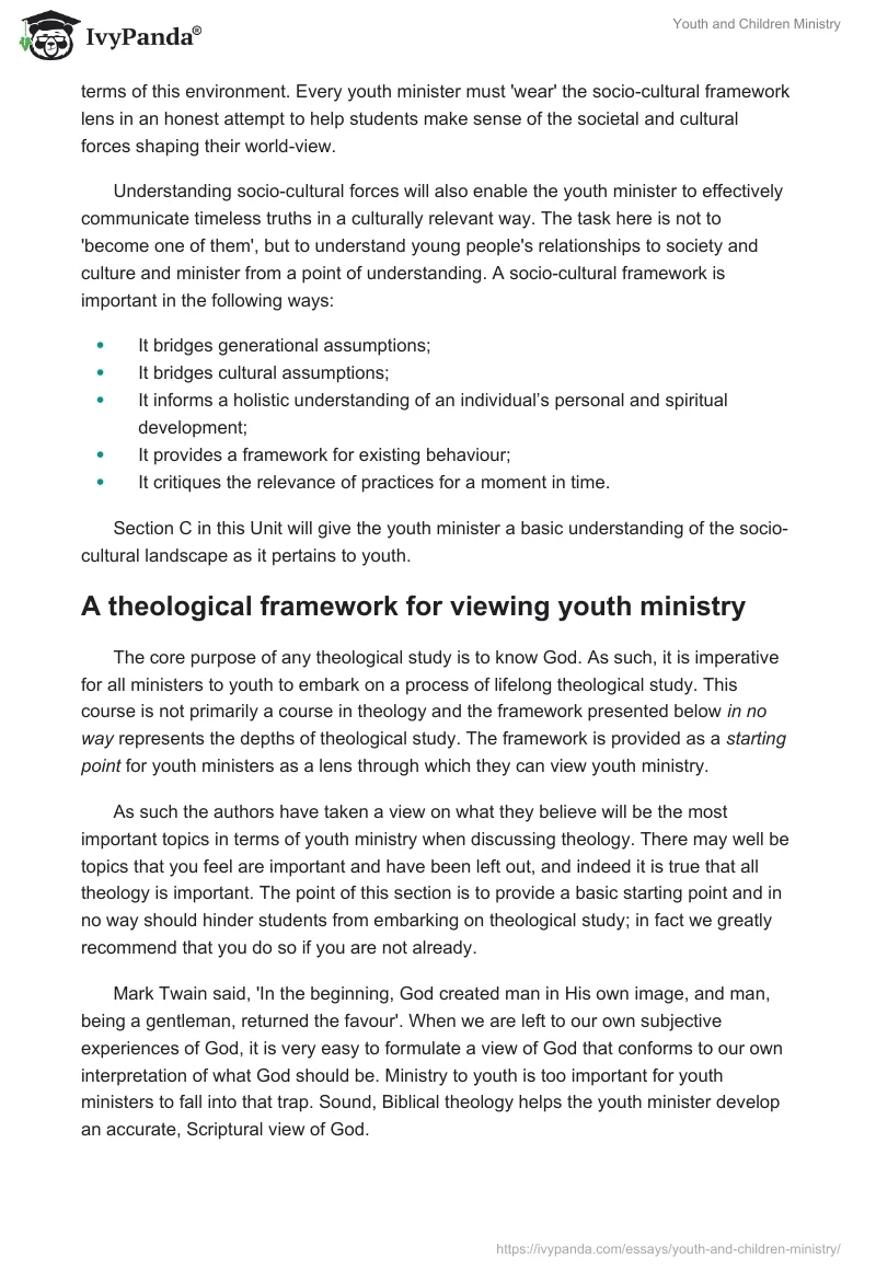 Youth and Children Ministry. Page 4