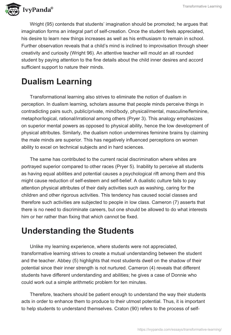 Transformative Learning. Page 5