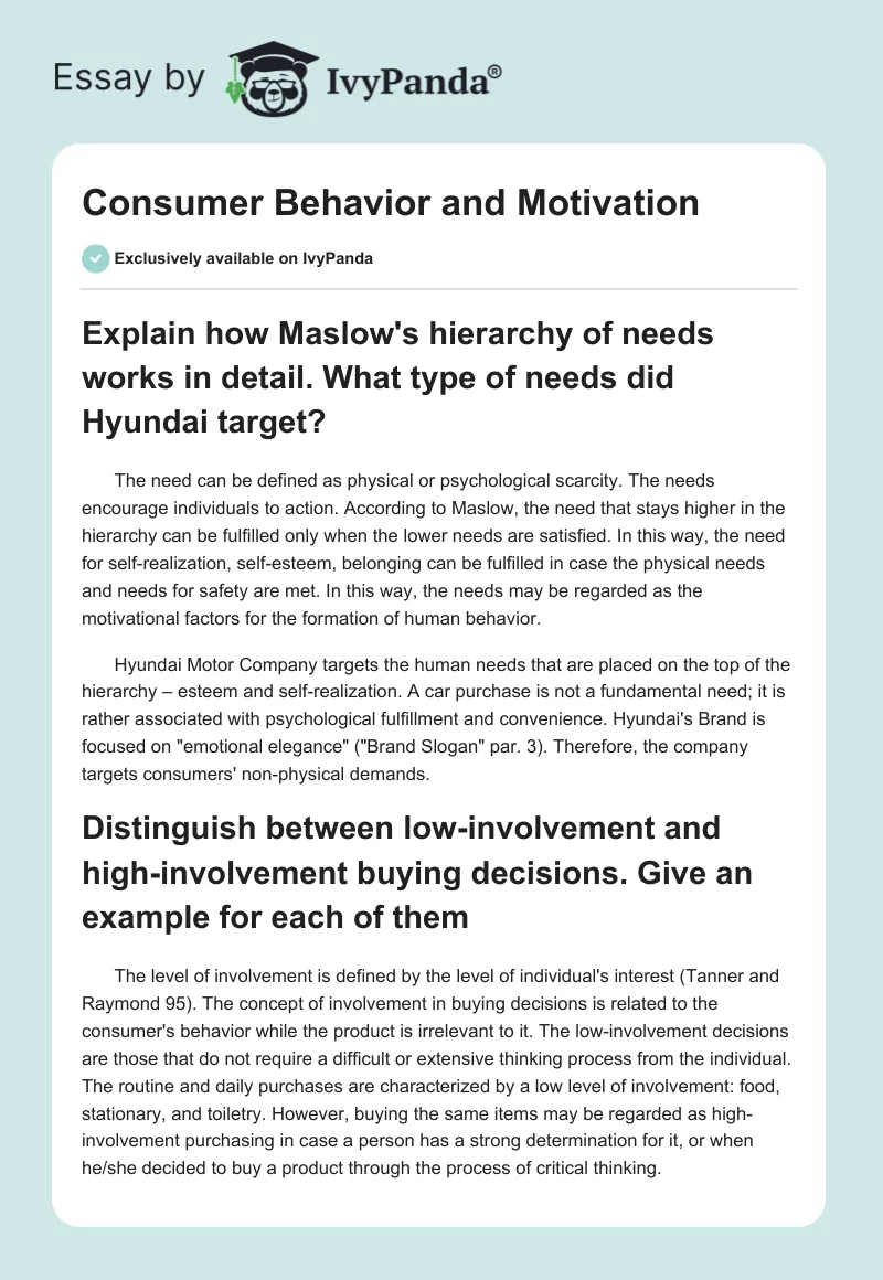 Consumer Behavior and Motivation. Page 1