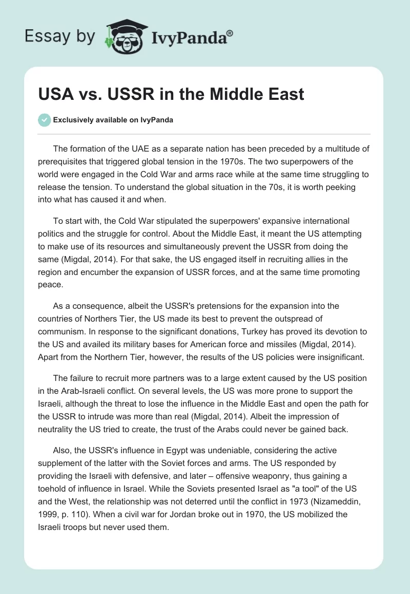 USA vs. USSR in the Middle East. Page 1