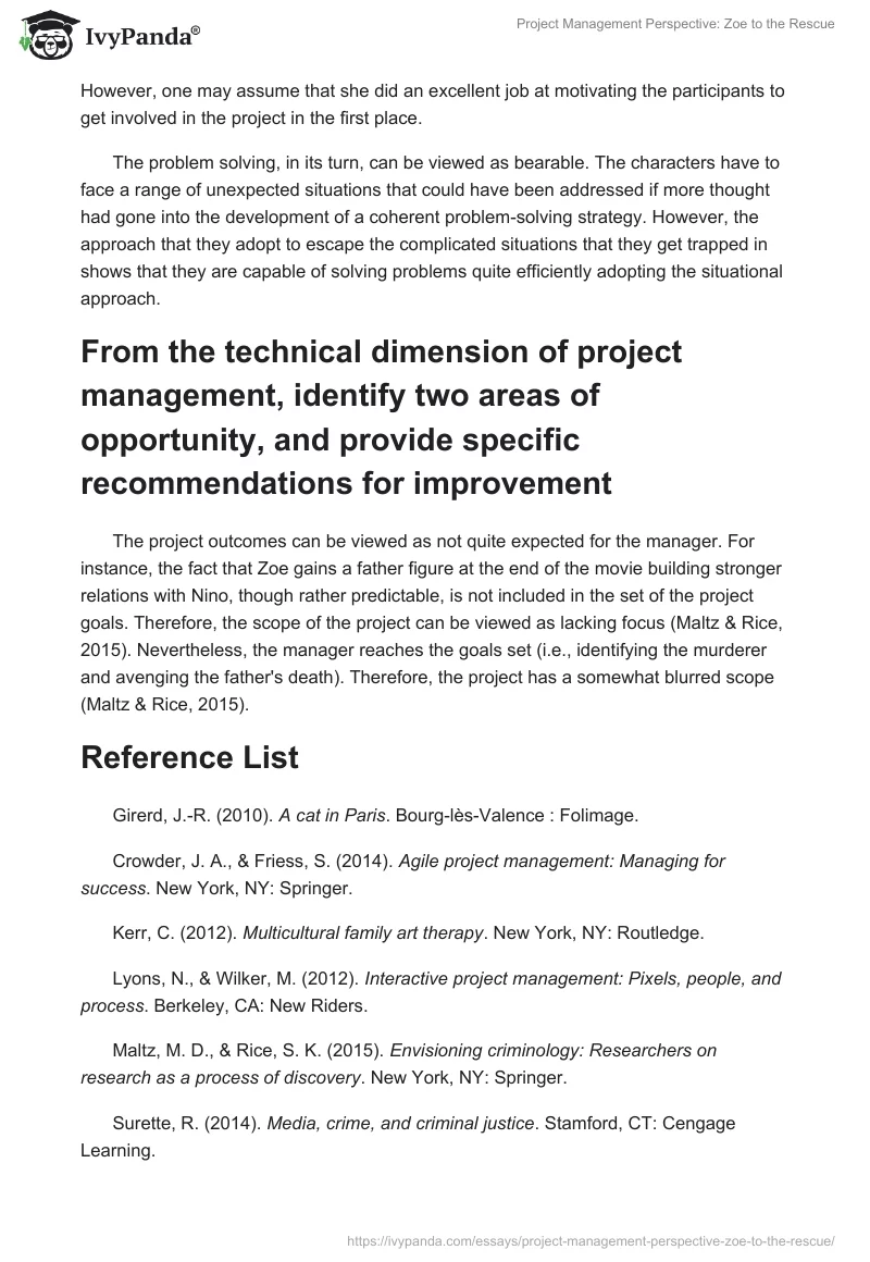 Project Management Perspective: Zoe to the Rescue. Page 3