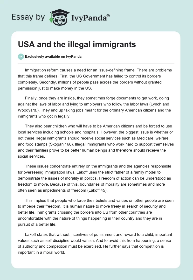 USA and the illegal immigrants. Page 1